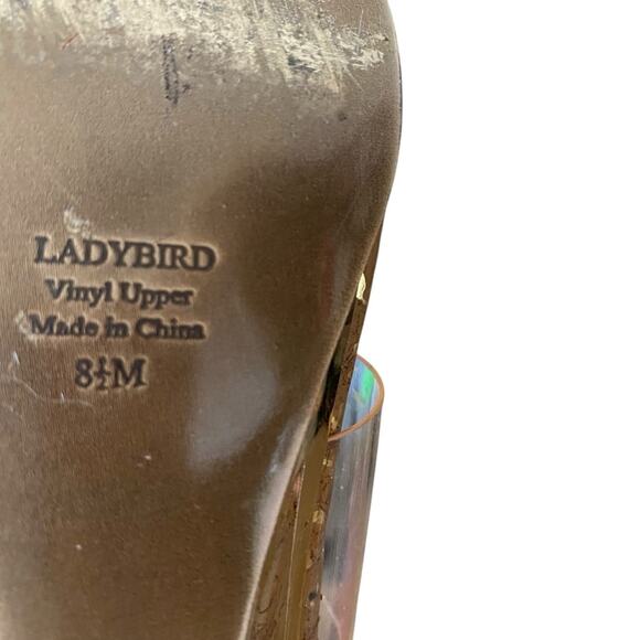 J. Renee Ladybird Crystals Embellished Ladybug Gold Brown Heeled Sandal size 8.5 - Picture 9 of 9